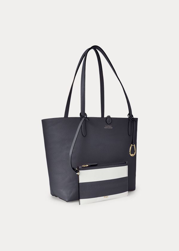 Ralph Lauren Faux-Læder Reversible Tote Tmavě Blankyt | 36rgD7oP