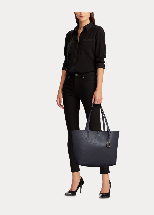 Ralph Lauren Faux-Læder Reversible Tote Tmavě Blankyt | 36rgD7oP
