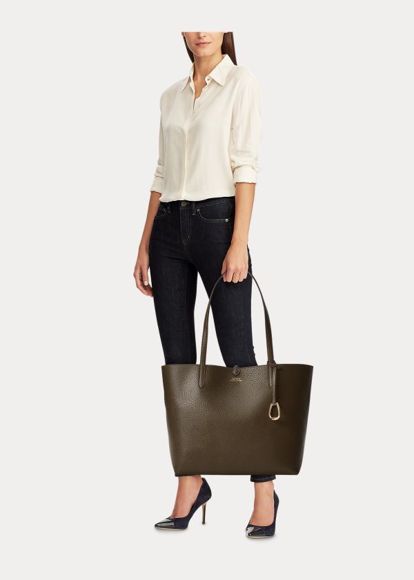 Ralph Lauren Faux-Læder Reversible Tote Olivy Zelené | txLAZXWL