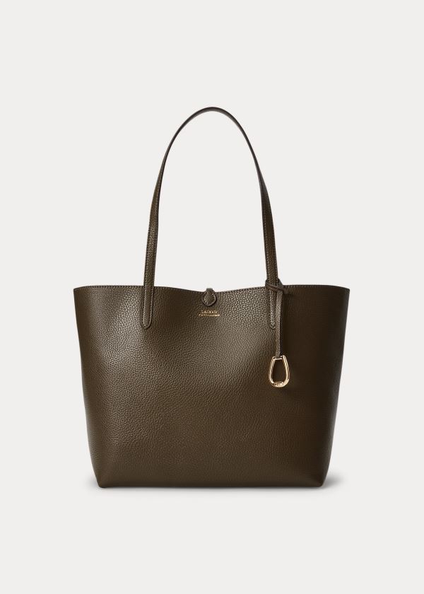 Ralph Lauren Faux-Læder Reversible Tote Olivy Zelené | txLAZXWL
