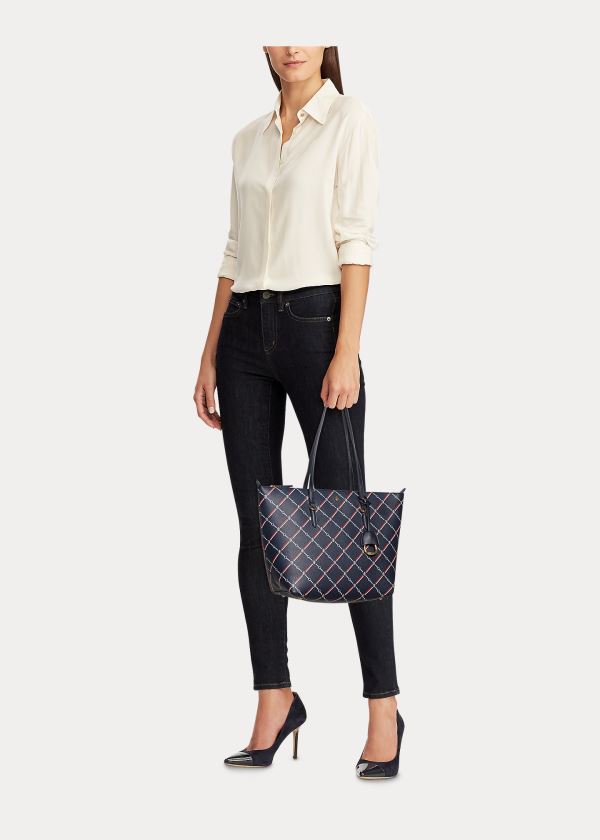 Ralph Lauren Faux-Læder Small Tote Tmavě Blankyt Viacfarebný | sZqKiVX5