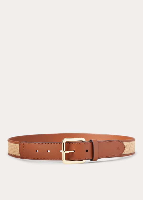 Ralph Lauren Faux-Raffia Belt Hnědé | fosVStXe