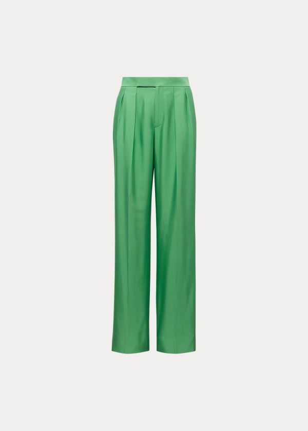 Ralph Lauren Ferra Silk Gabardine Pant Zelene | p7XRH1si