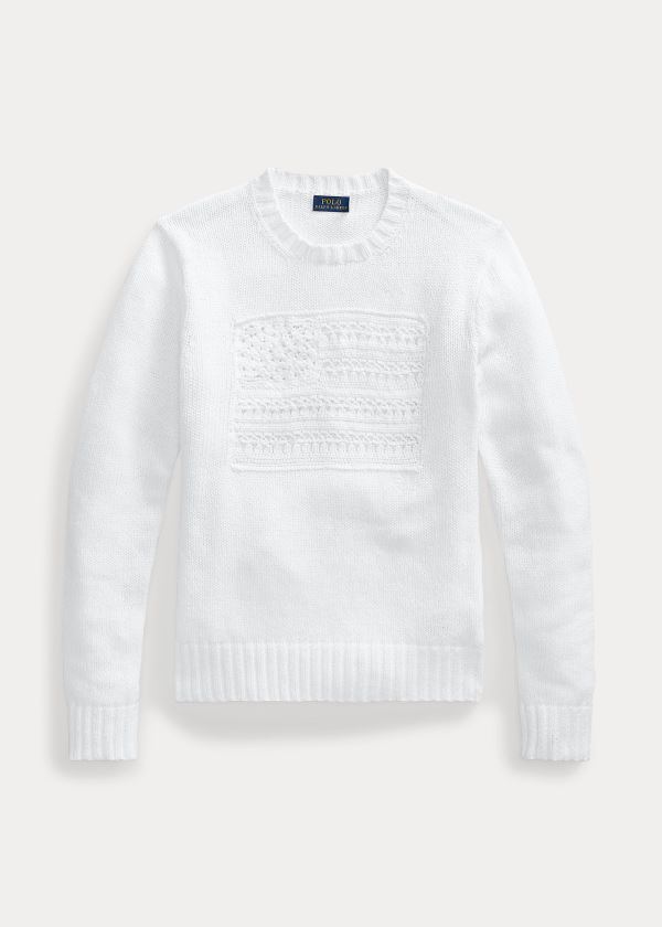 Ralph Lauren Flag Eyelet Svetrové Bílé | 9g1iOZmK
