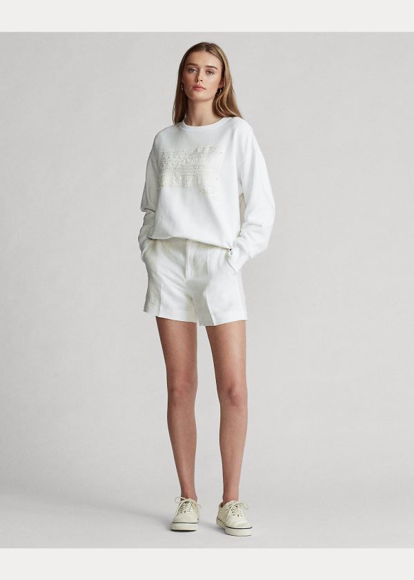 Ralph Lauren Flag Fleece Sweatshirt Bílé | LtwtznCz