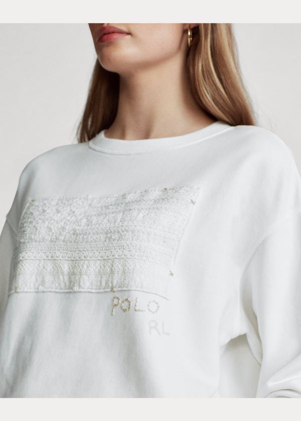 Ralph Lauren Flag Fleece Sweatshirt Bílé | LtwtznCz