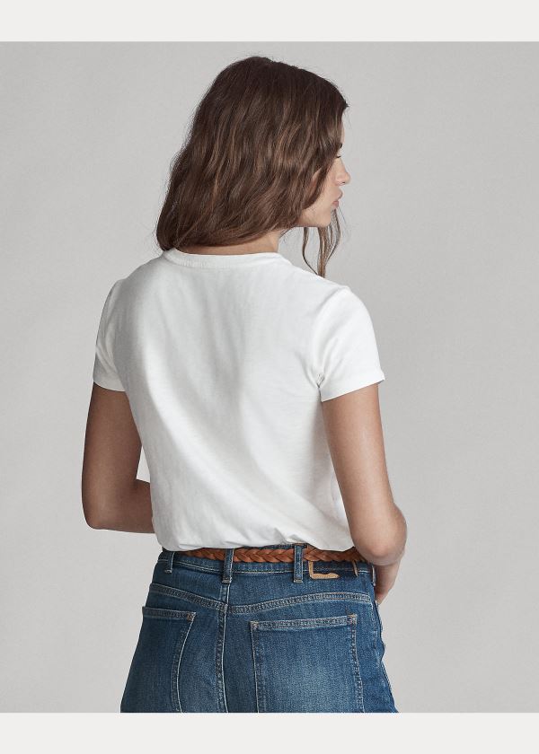 Ralph Lauren Flag Jersey Graphic T-Shirt Krém | QGNGoKa3