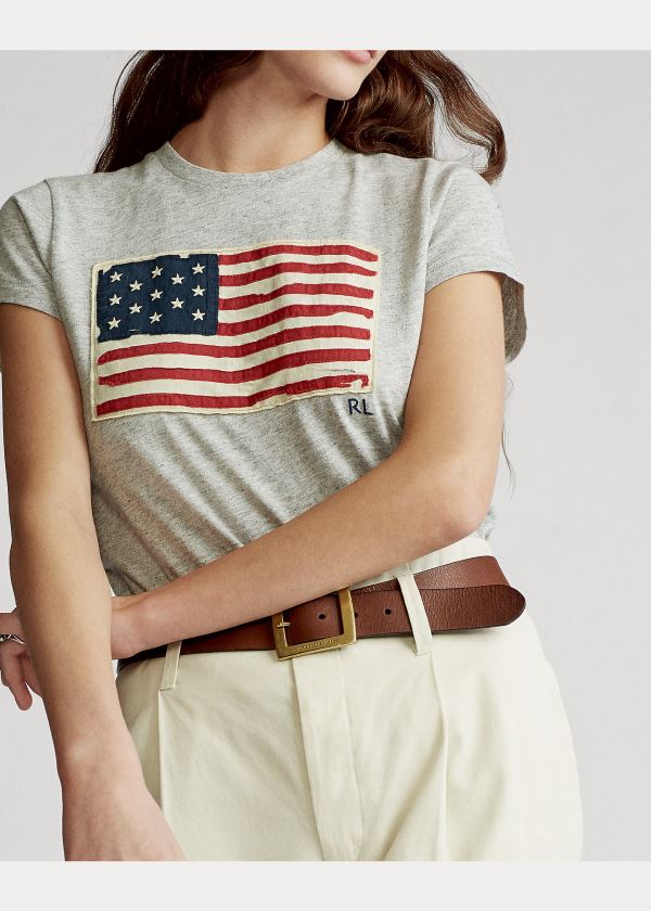 Ralph Lauren Flag Jersey Graphic T-Shirt Šedé Viacfarebný | op7TyxRi