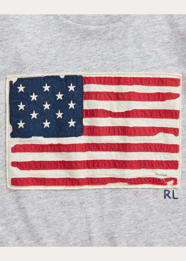 Ralph Lauren Flag Jersey Graphic T-Shirt Šedé Viacfarebný | op7TyxRi
