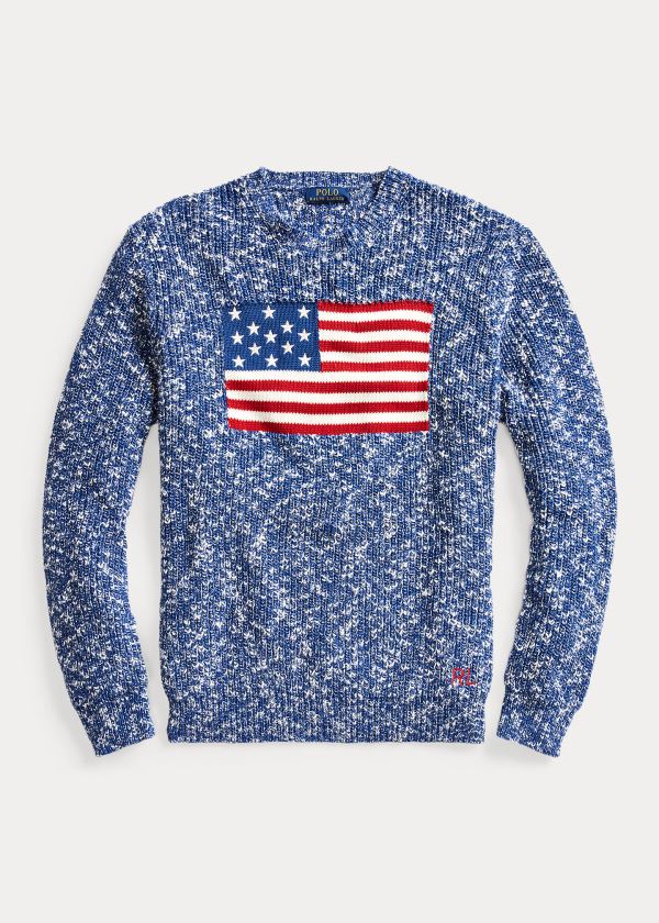 Ralph Lauren Flag Marled Bavlněné Svetrové Blankyt | Lrdglgb5