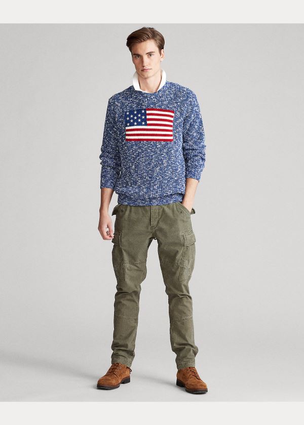 Ralph Lauren Flag Marled Bavlněné Svetrové Blankyt | Lrdglgb5