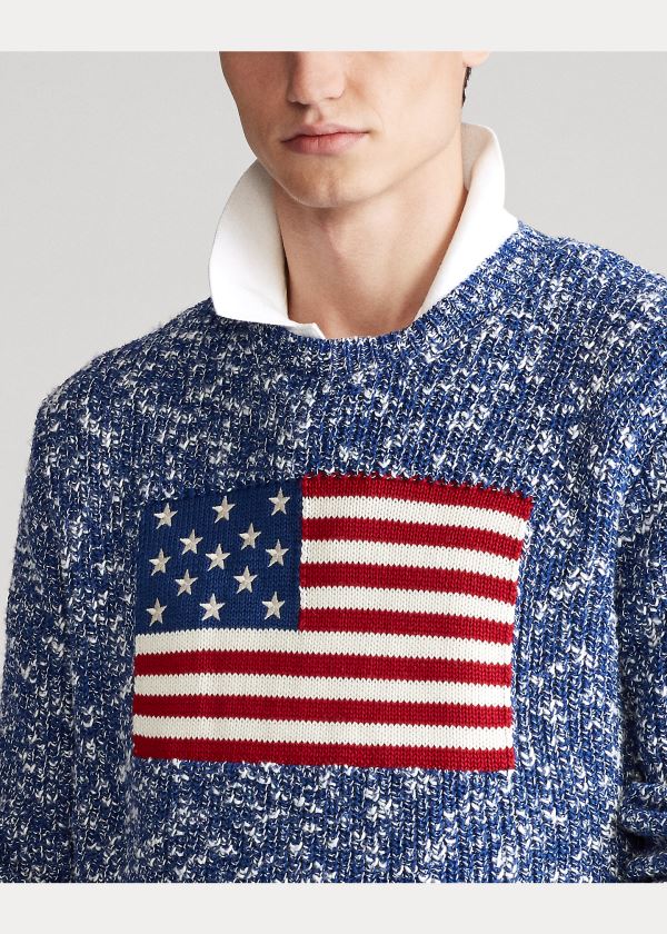 Ralph Lauren Flag Marled Bavlněné Svetrové Blankyt | Lrdglgb5