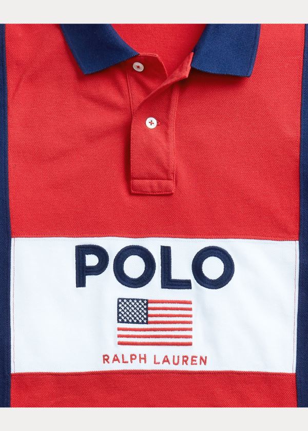 Ralph Lauren Flag Mesh Polo Shirt – All Fits Červené Viacfarebný | UC76Sdf9