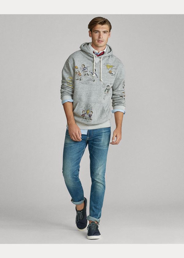 Ralph Lauren Fleece Graphic Hoodie Šedé | SLoeM2FR
