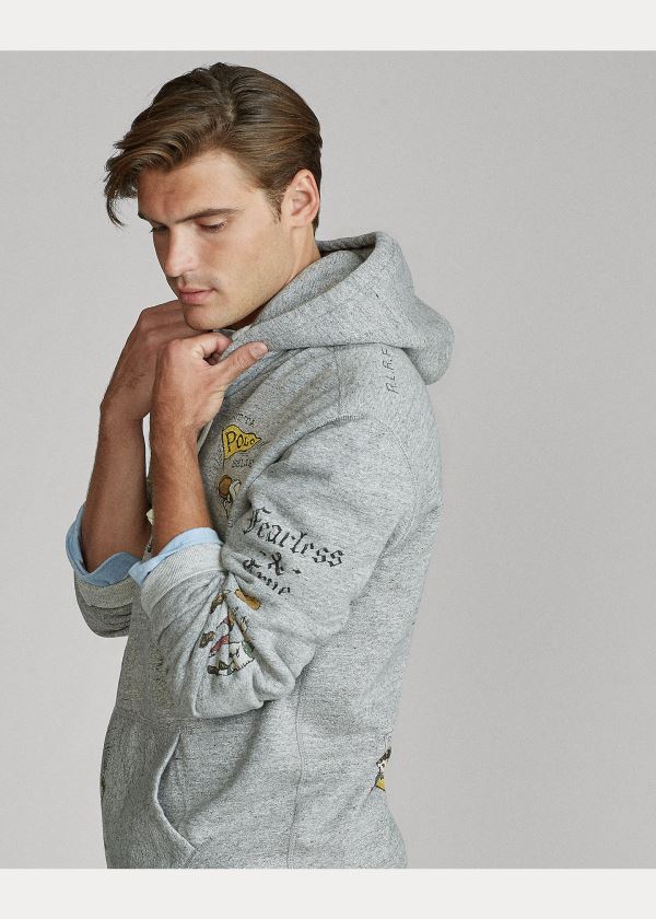 Ralph Lauren Fleece Graphic Hoodie Šedé | SLoeM2FR