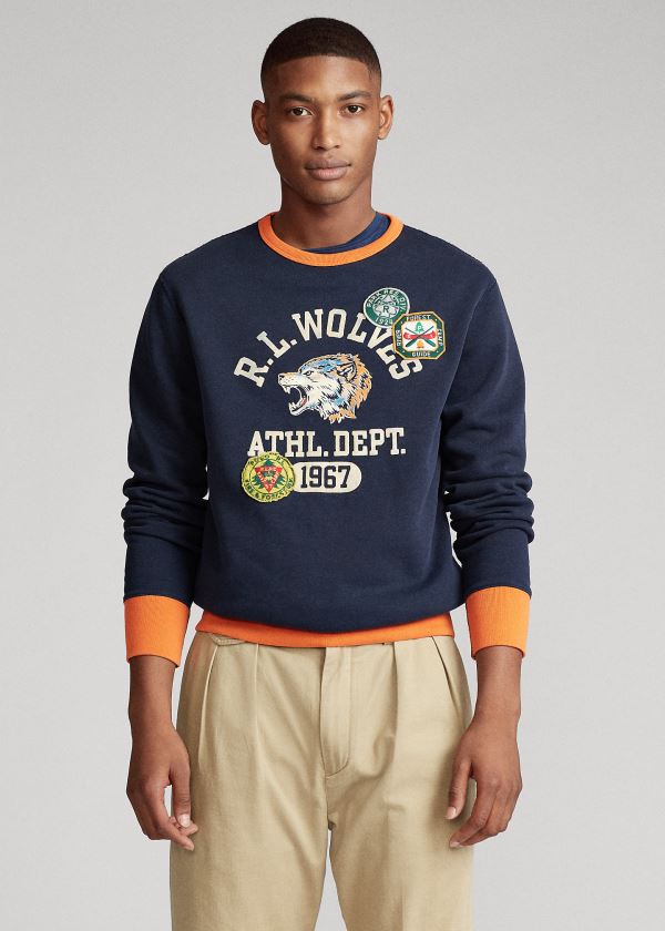 Ralph Lauren Fleece Graphic Sweatshirt Tmavě Blankyt | ZjZUxCbK