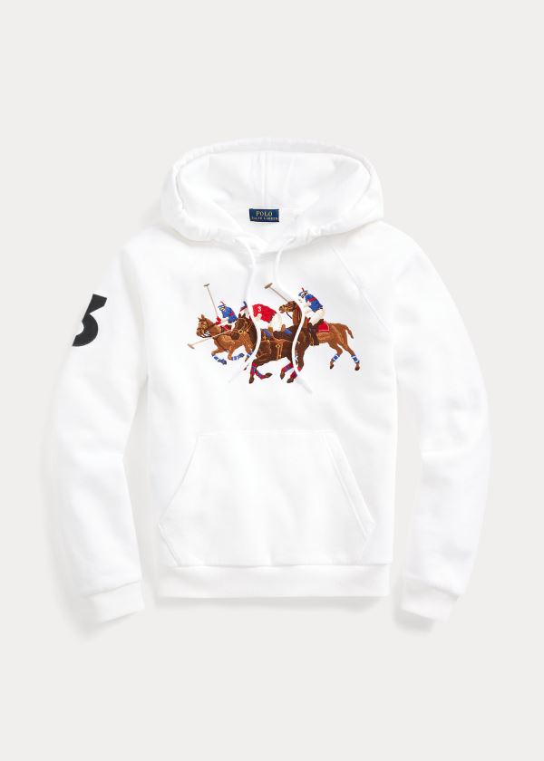 Ralph Lauren Fleece Hoodie Bílé | xjzkiIsd