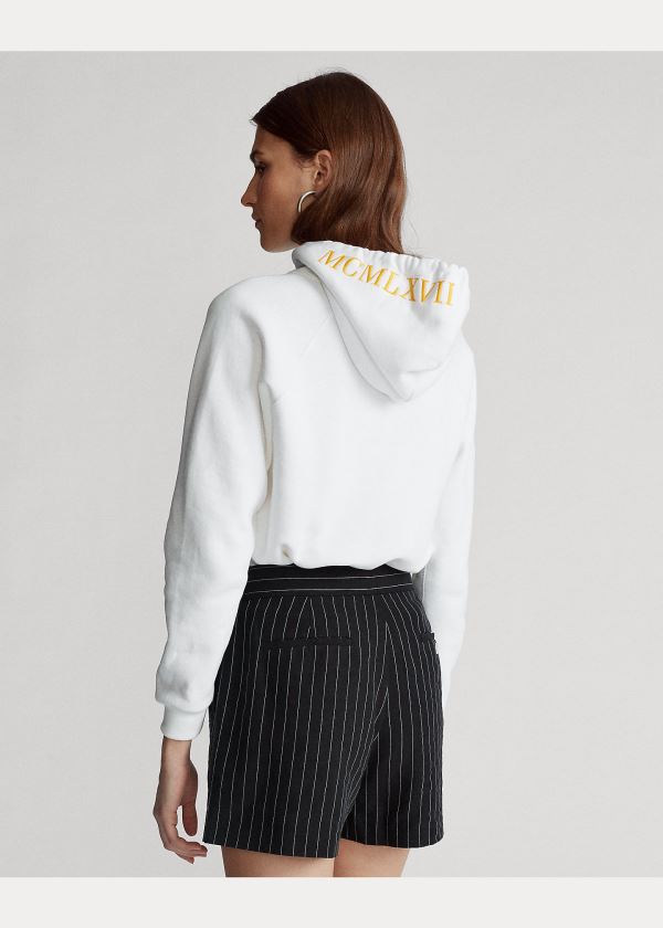 Ralph Lauren Fleece Hoodie Bílé | xjzkiIsd