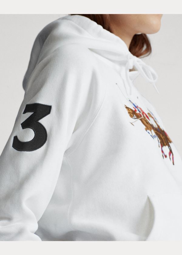 Ralph Lauren Fleece Hoodie Bílé | xjzkiIsd