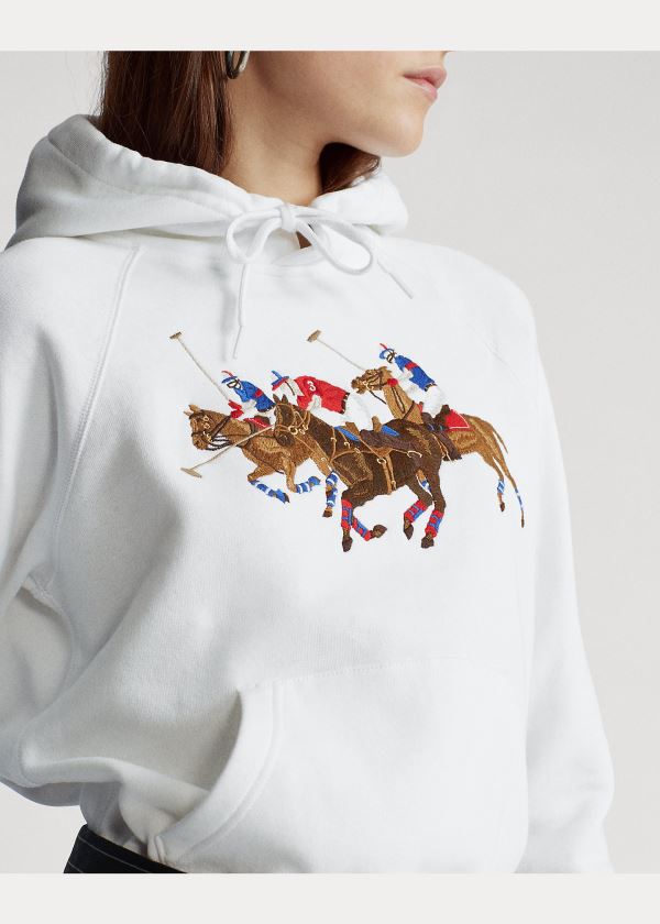 Ralph Lauren Fleece Hoodie Bílé | xjzkiIsd