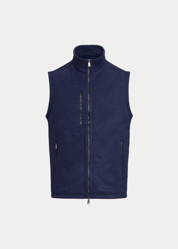 Ralph Lauren Fleece Mockneck Vest Tmavě Blankyt | ih1mBCCD