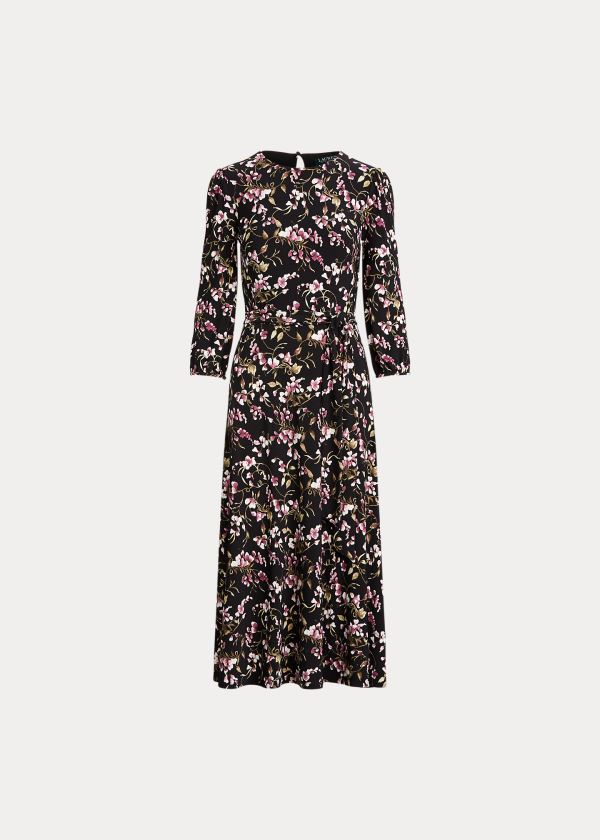 Ralph Lauren Floral Balloon-Sleeve Šaty Černé Růžové Viacfarebný | KcYqI36i