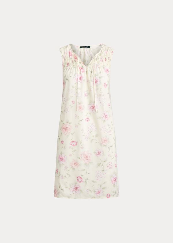 Ralph Lauren Floral Bavlněné-Blend Nightgown Béžový Viacfarebný | w89aE17h