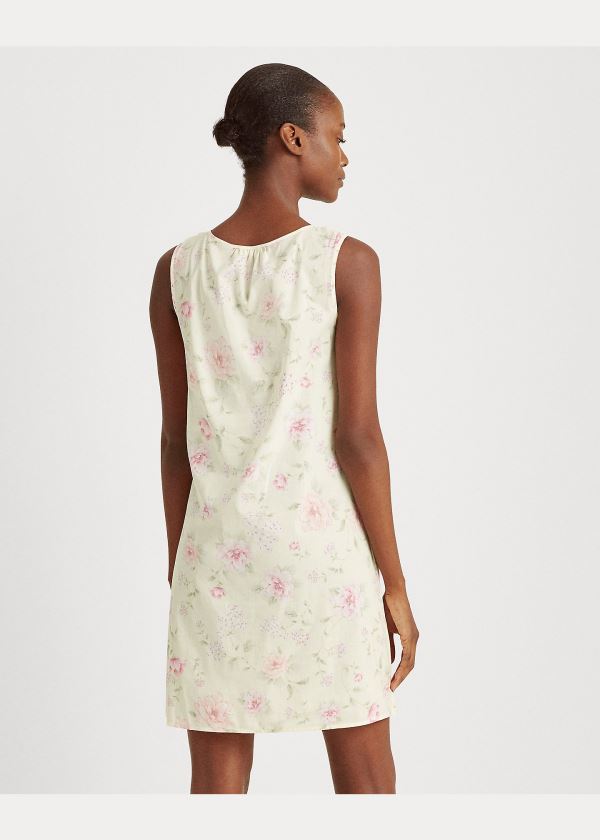 Ralph Lauren Floral Bavlněné-Blend Nightgown Béžový Viacfarebný | w89aE17h