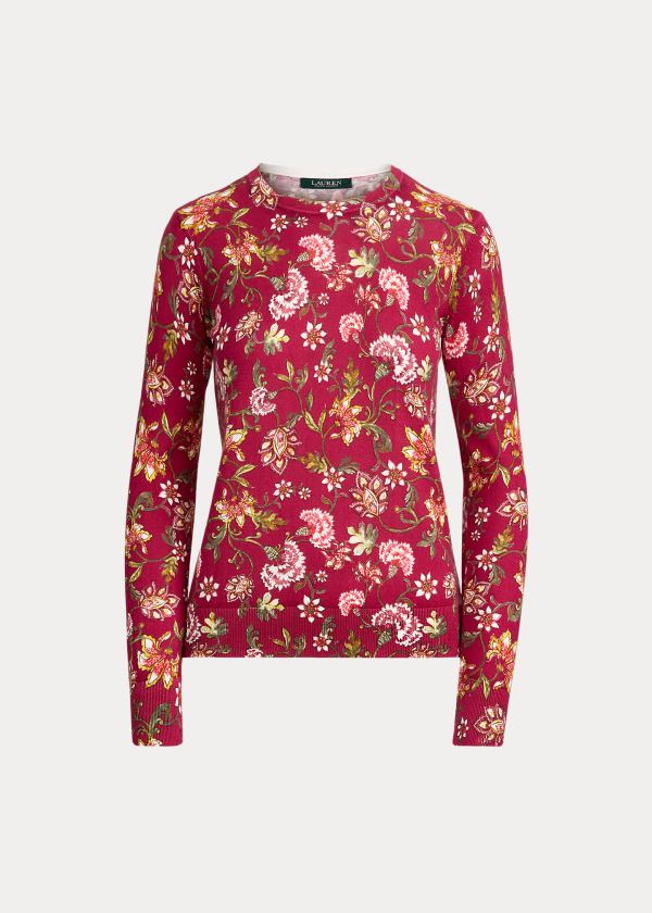 Ralph Lauren Floral Bavlněné-Blend Svetrové Světle Fuchsie Viacfarebný | r9q4WUn3