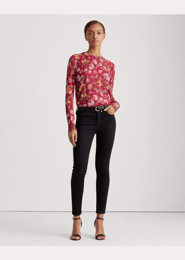 Ralph Lauren Floral Bavlněné-Blend Svetrové Světle Fuchsie Viacfarebný | r9q4WUn3
