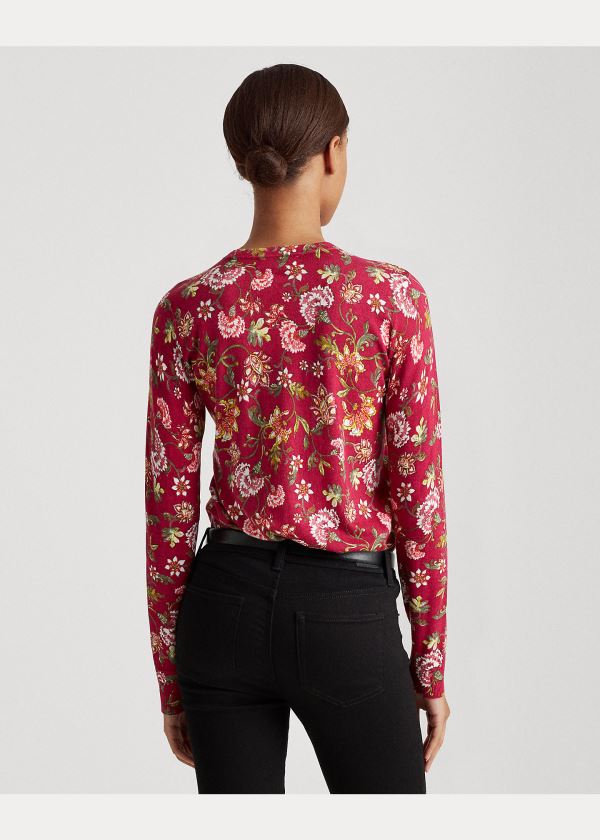 Ralph Lauren Floral Bavlněné-Blend Svetrové Světle Fuchsie Viacfarebný | r9q4WUn3