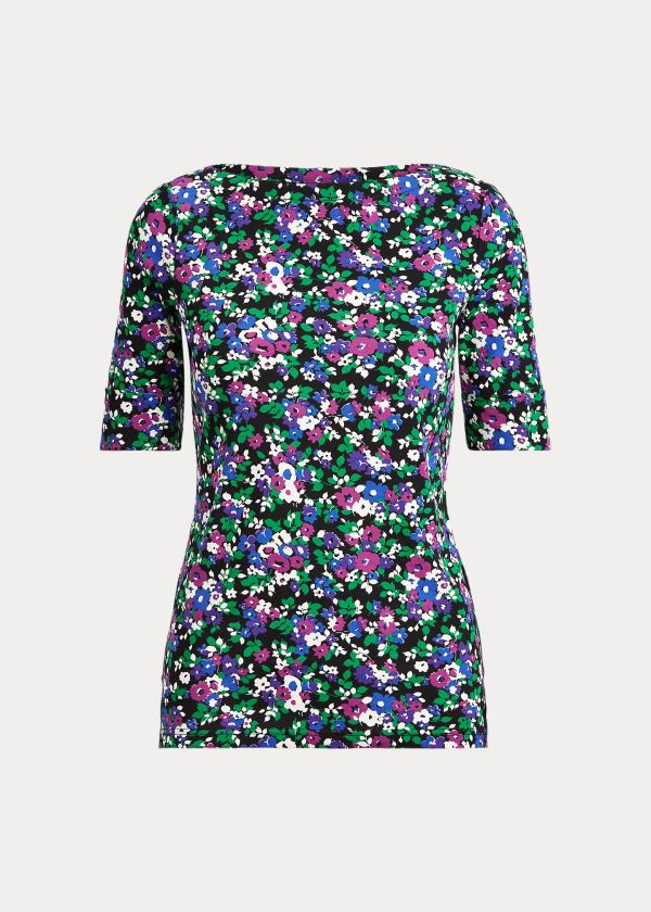 Ralph Lauren Floral Bavlněné-Blend Top Černé Viacfarebný | Qz1698FH