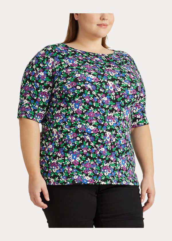 Ralph Lauren Floral Bavlněné-Blend Top Černé Viacfarebný | ZMwBjdee