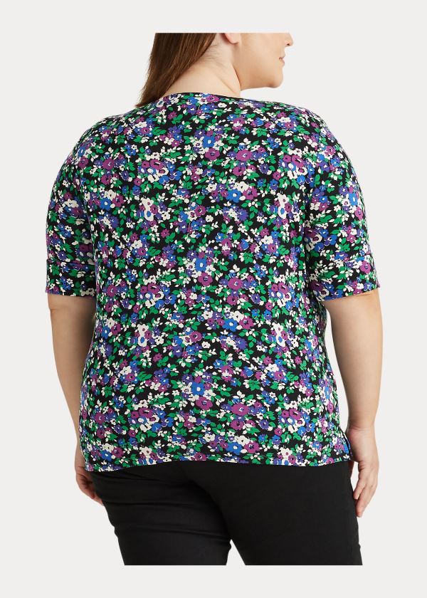 Ralph Lauren Floral Bavlněné-Blend Top Černé Viacfarebný | ZMwBjdee