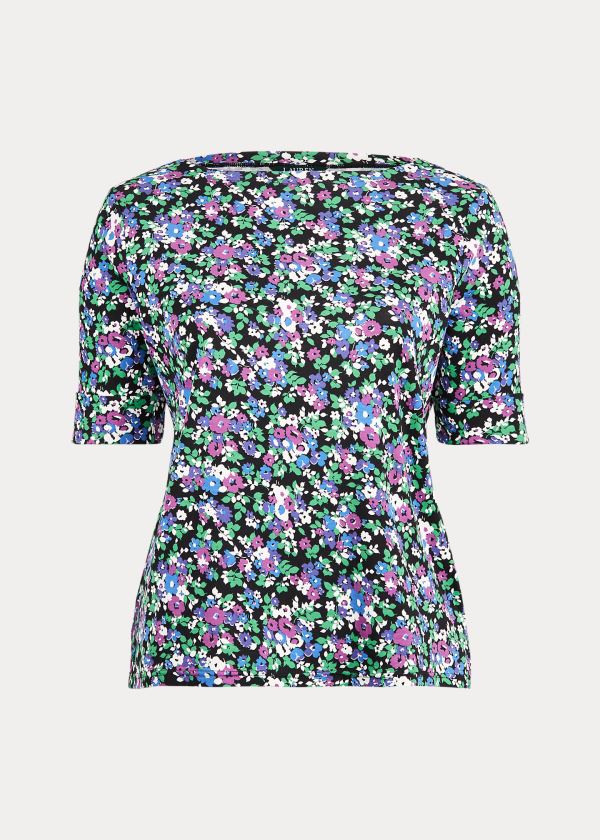 Ralph Lauren Floral Bavlněné-Blend Top Černé Viacfarebný | ZMwBjdee