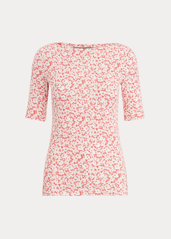 Ralph Lauren Floral Bavlněné-Blend Top Červené Viacfarebný | ptNv8xJS