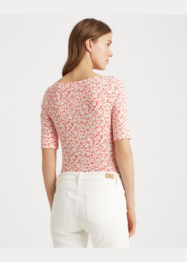 Ralph Lauren Floral Bavlněné-Blend Top Červené Viacfarebný | ptNv8xJS