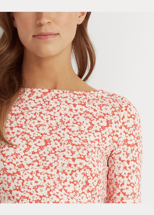 Ralph Lauren Floral Bavlněné-Blend Top Červené Viacfarebný | ptNv8xJS