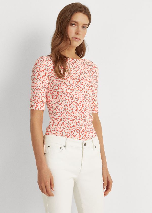 Ralph Lauren Floral Bavlněné-Blend Top Červené Viacfarebný | ptNv8xJS