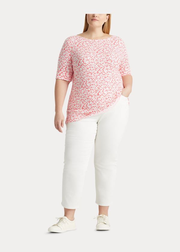 Ralph Lauren Floral Bavlněné-Blend Top Červené Viacfarebný | zpDFssuP