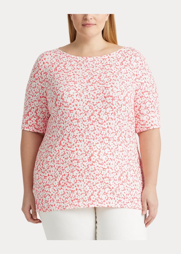 Ralph Lauren Floral Bavlněné-Blend Top Červené Viacfarebný | zpDFssuP