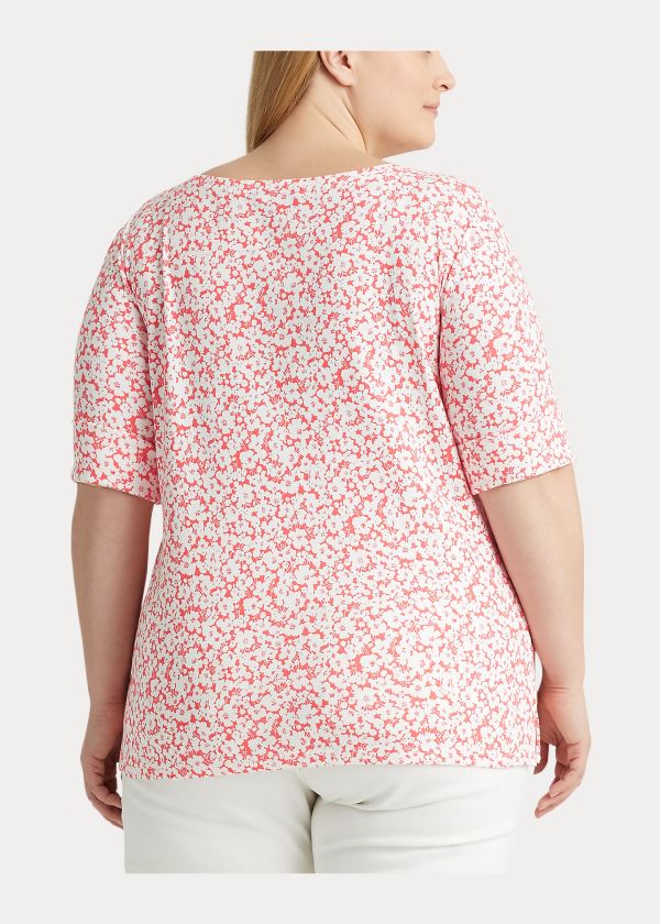 Ralph Lauren Floral Bavlněné-Blend Top Červené Viacfarebný | zpDFssuP