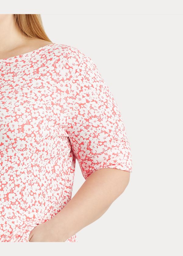 Ralph Lauren Floral Bavlněné-Blend Top Červené Viacfarebný | zpDFssuP