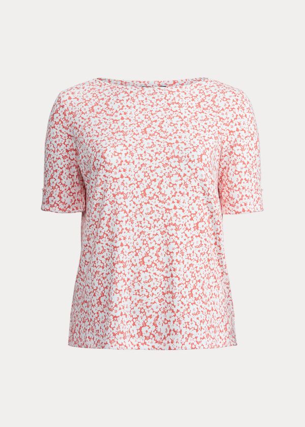 Ralph Lauren Floral Bavlněné-Blend Top Červené Viacfarebný | zpDFssuP