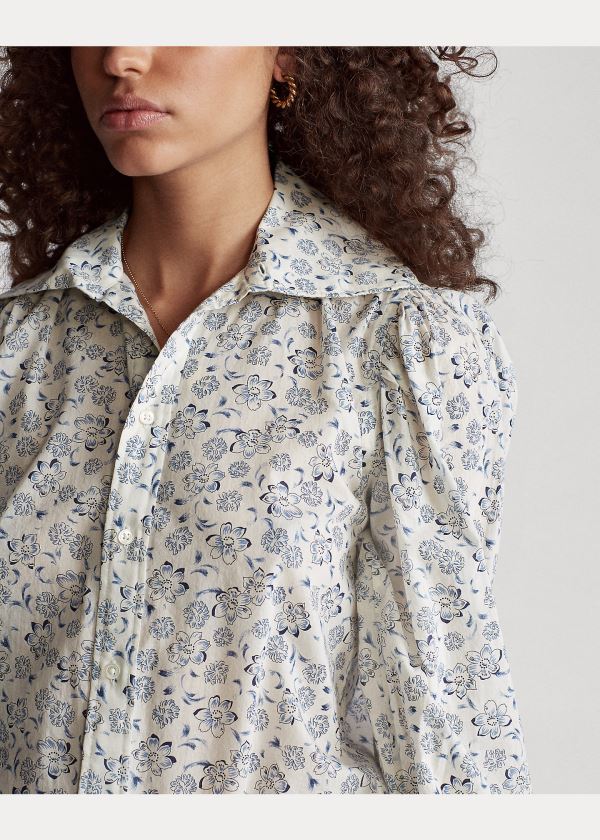 Ralph Lauren Floral Bavlněné Shirt Bílé Blankyt | KaHD1XjA
