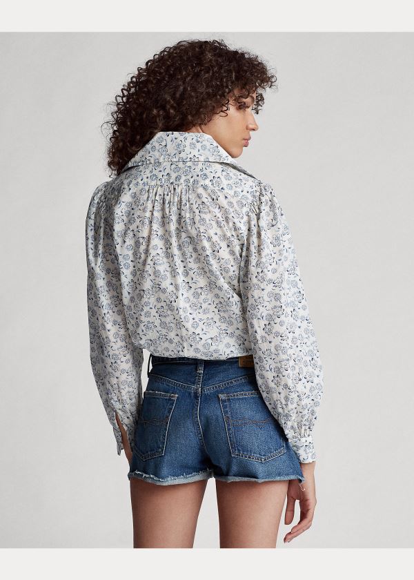 Ralph Lauren Floral Bavlněné Shirt Bílé Blankyt | KaHD1XjA