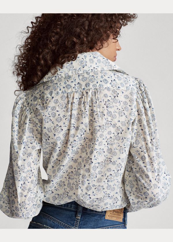 Ralph Lauren Floral Bavlněné Shirt Bílé Blankyt | KaHD1XjA