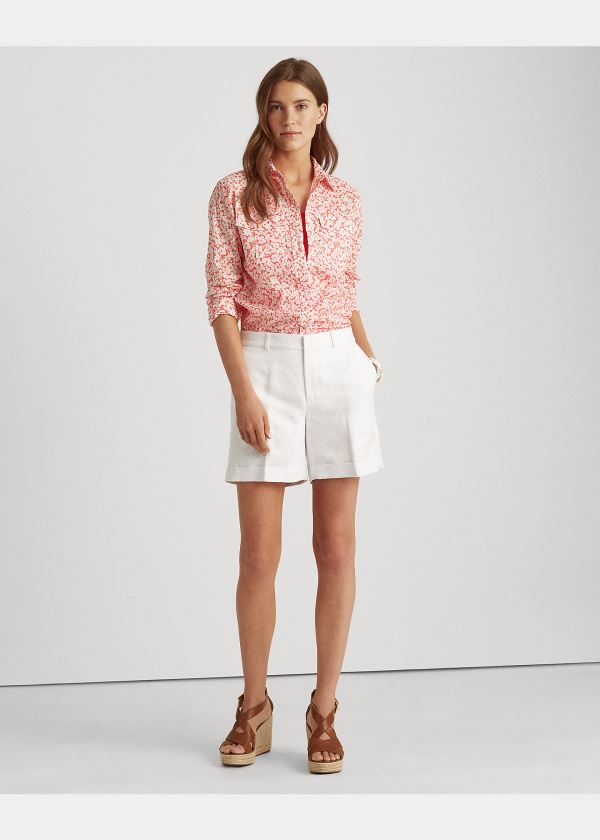 Ralph Lauren Floral Bavlněné Shirt Červené Bílé | 2lM1qW4s