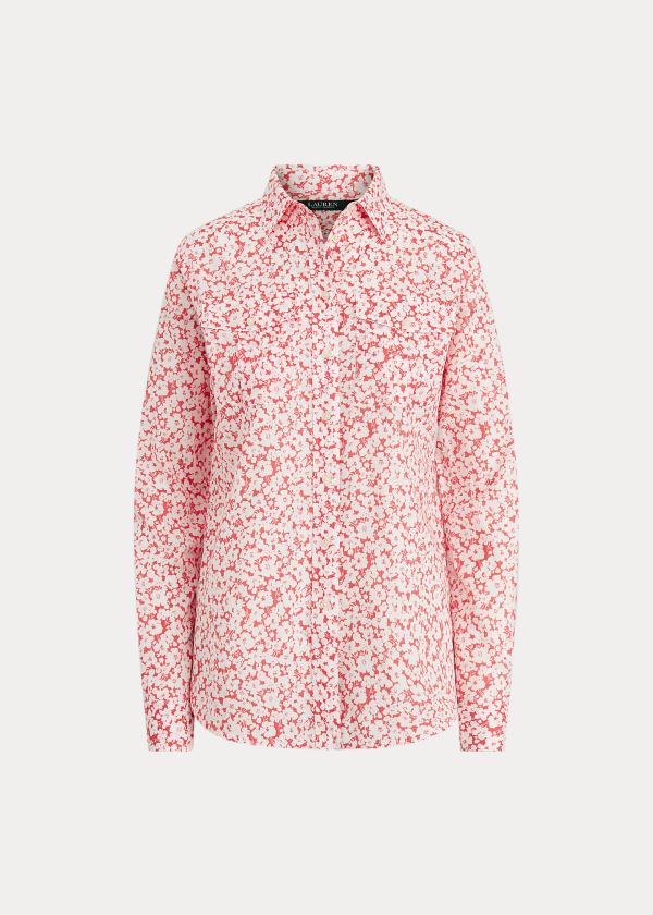 Ralph Lauren Floral Bavlněné Shirt Červené Bílé | R0QMZqw3