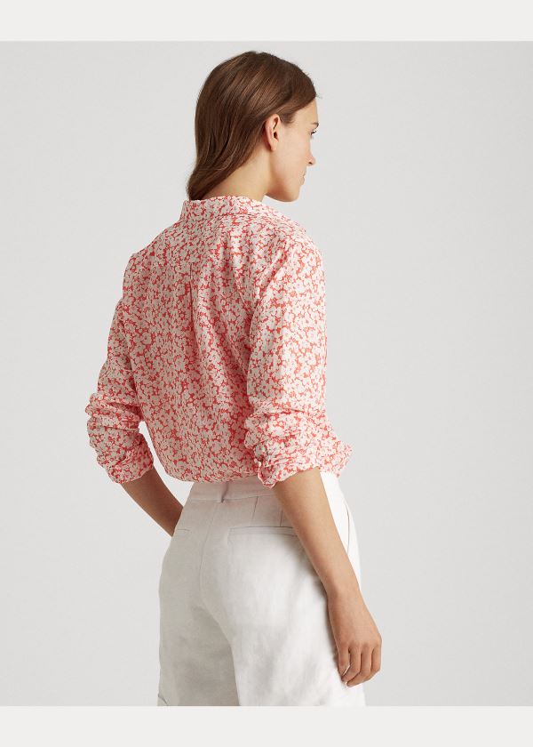 Ralph Lauren Floral Bavlněné Shirt Červené Bílé | R0QMZqw3